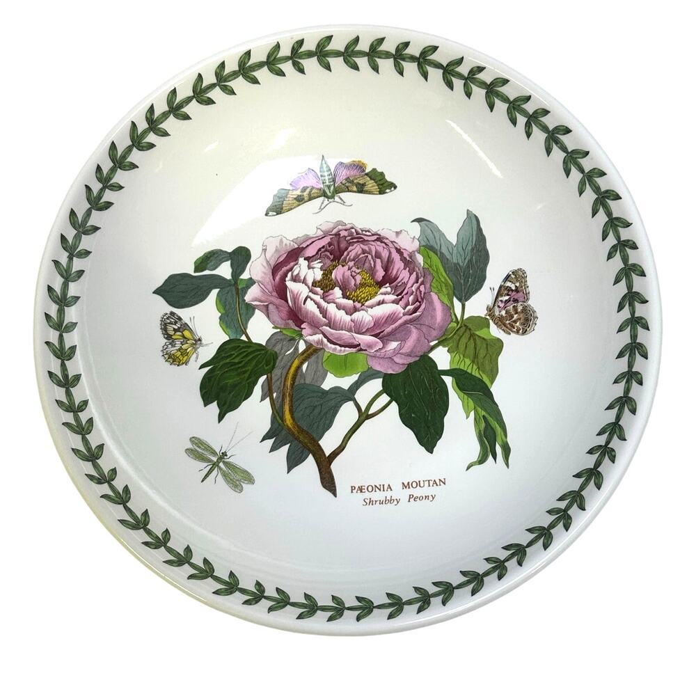 Portmeirion Vintage Botanic Garden England 10.5" Peony Low Pasta Serving Bowl